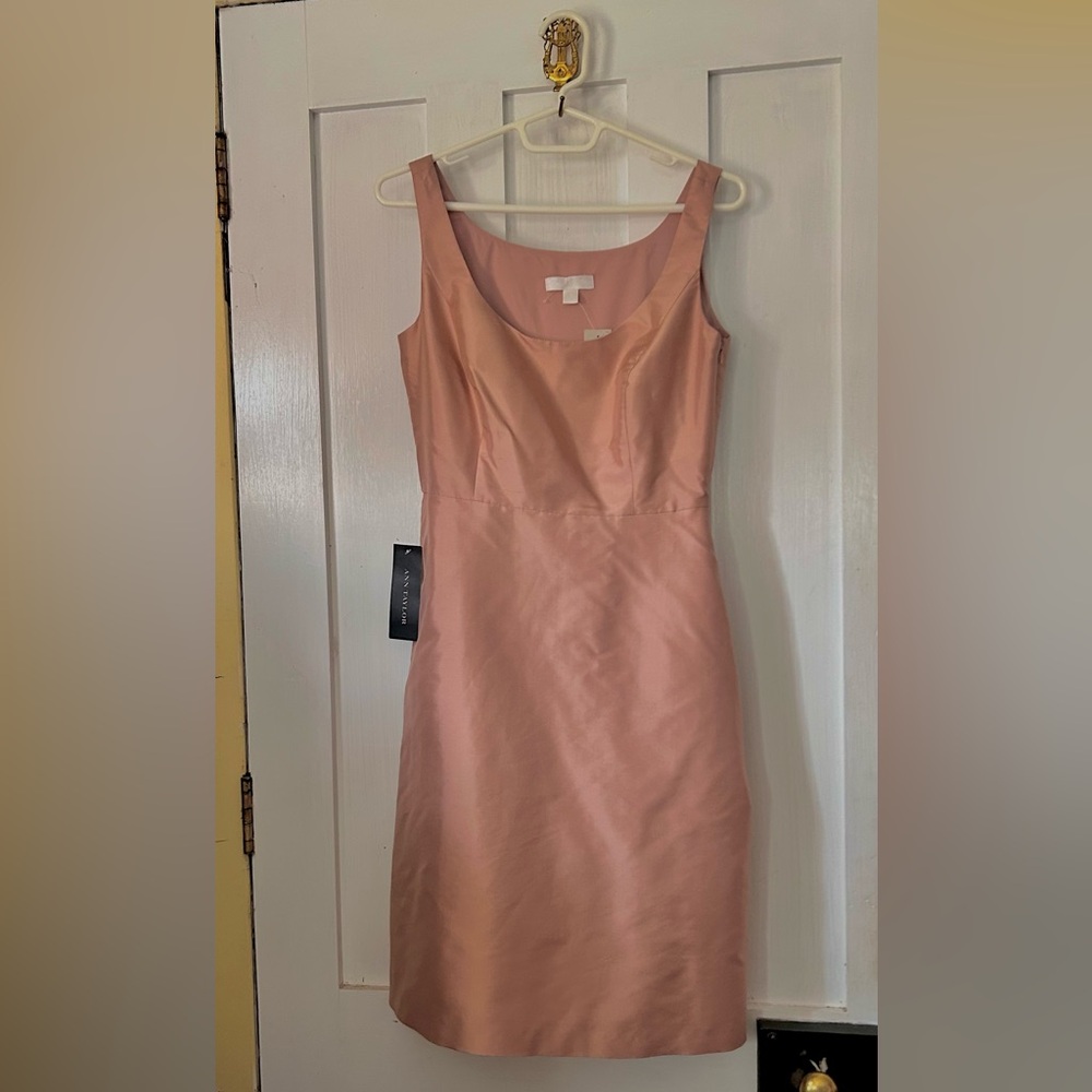 NWT Ann Taylor 100% Silk Sheath Dress Dusty Rose/Salmon Sleeveless Fit N Flare